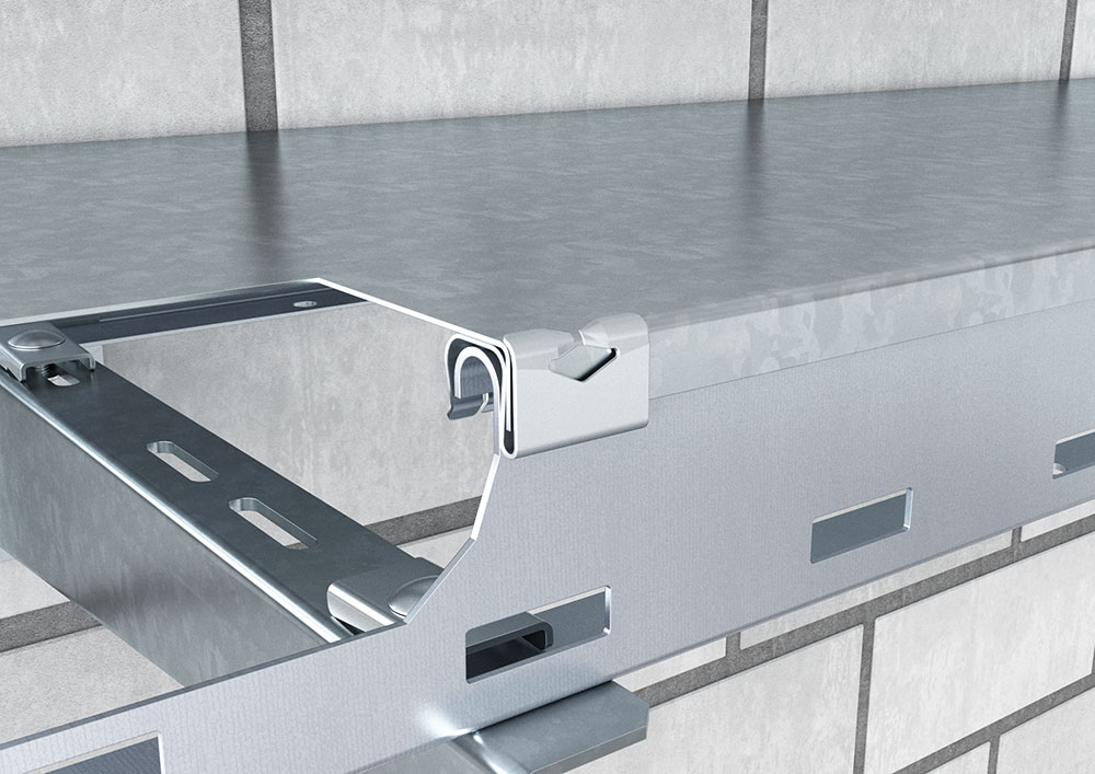 Lockable cover clamp for cable trays and cable ladders OBO