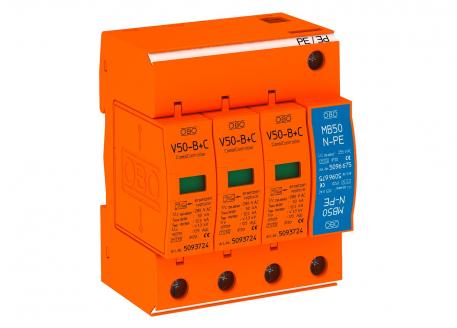 Lightning current and surge arrester, 1-pole + NPE