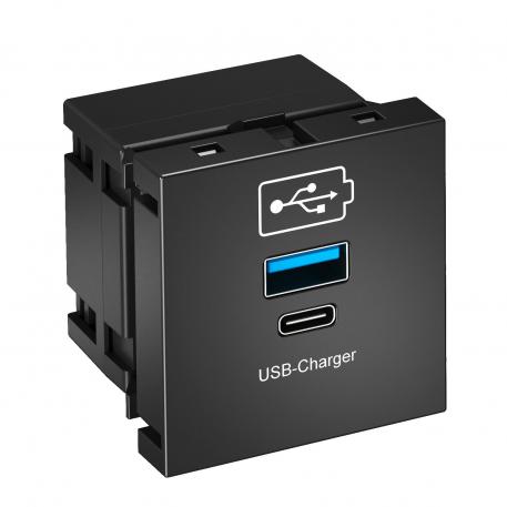 USB charging device Black-grey; RAL 7021