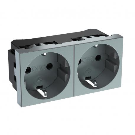 0° socket, protective contact, double 2 | Double 0° | Aluminium painted
