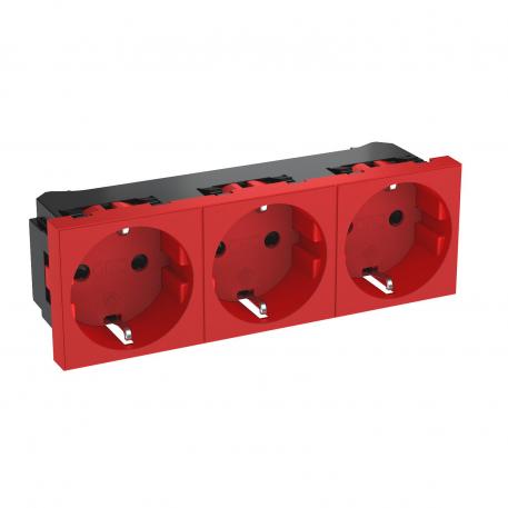0° socket, protective contact, triple 3 | Triple 0° | Signal red; RAL 3001